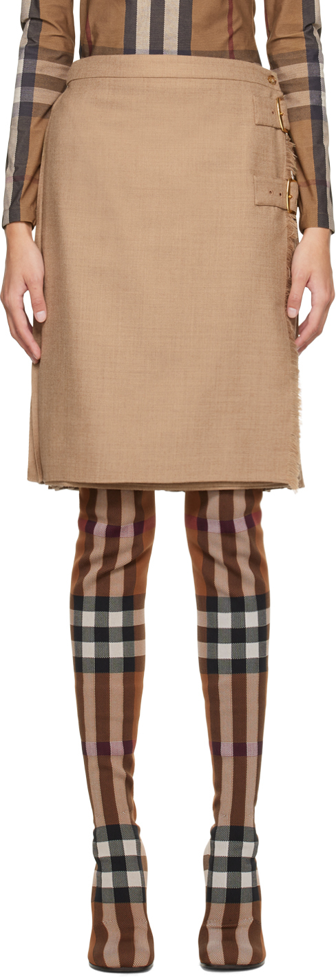 Burberry Brown Pleated Midi Skirt