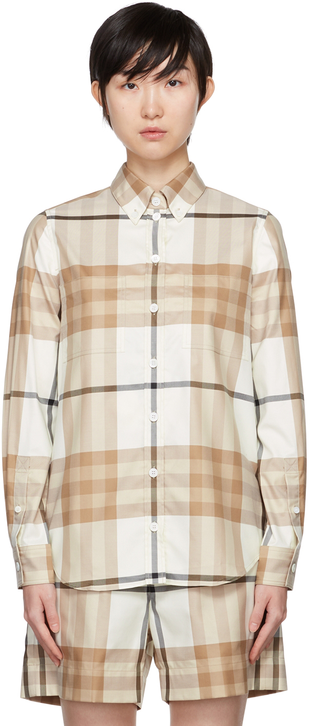 Burberry: Off-White Check Shirt | SSENSE