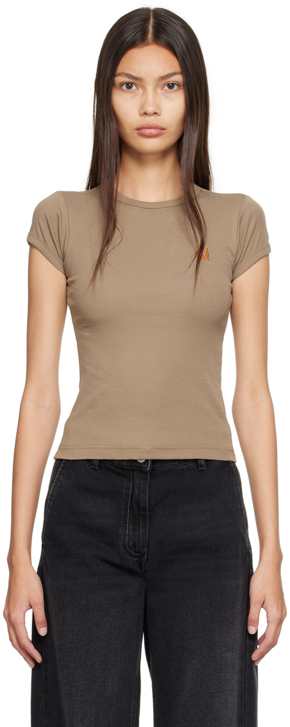 Brown Embroidered T-Shirt