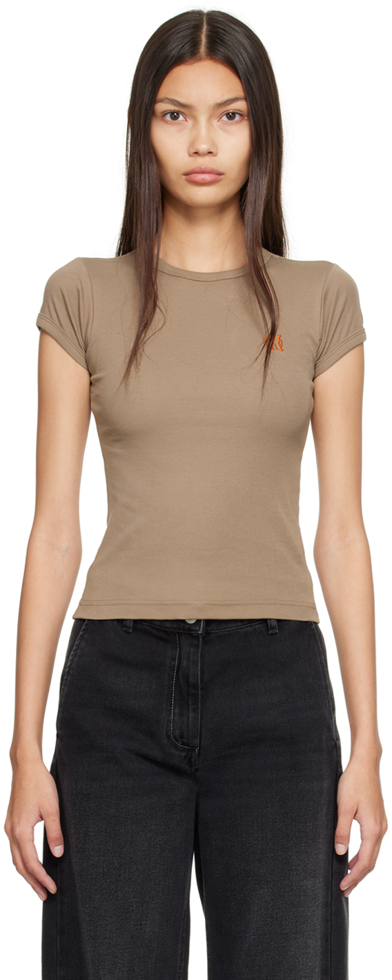 OK: Brown Embroidered T-Shirt | SSENSE