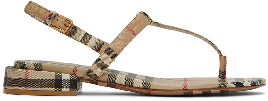 Burberry Beige Emily Check Sandals