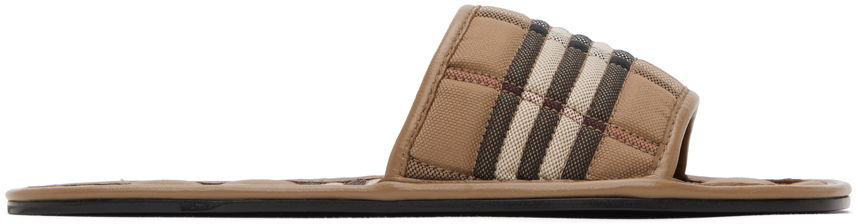 NEW, Burberry Icon Clip Housecheck Masie Flat Thong Sandals Leather/ Canvas  Sz 9 | eBay