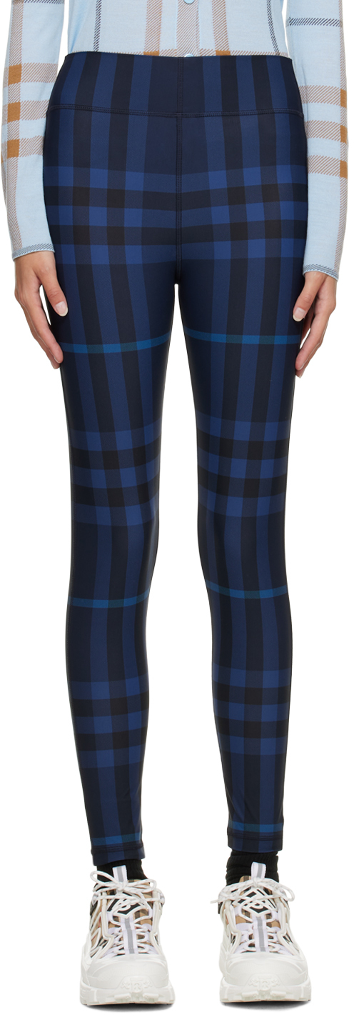 Blue Check Sport Leggings