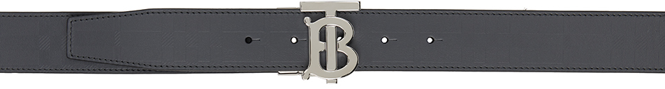 Reversible Gray Monogram Motif Embossed Belt