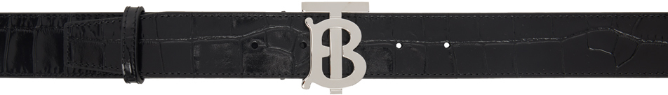 Burberry Black Croc-Embossed Belt
