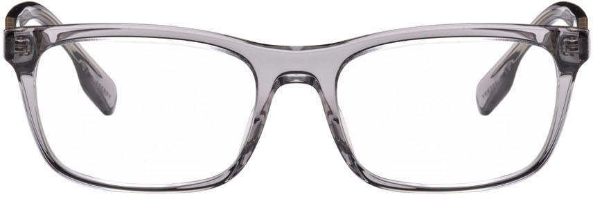 Burberry Gray Rectangular Glasses In Grey