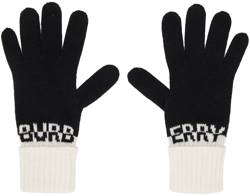 Burberry Black & White Two-Tone Gloves