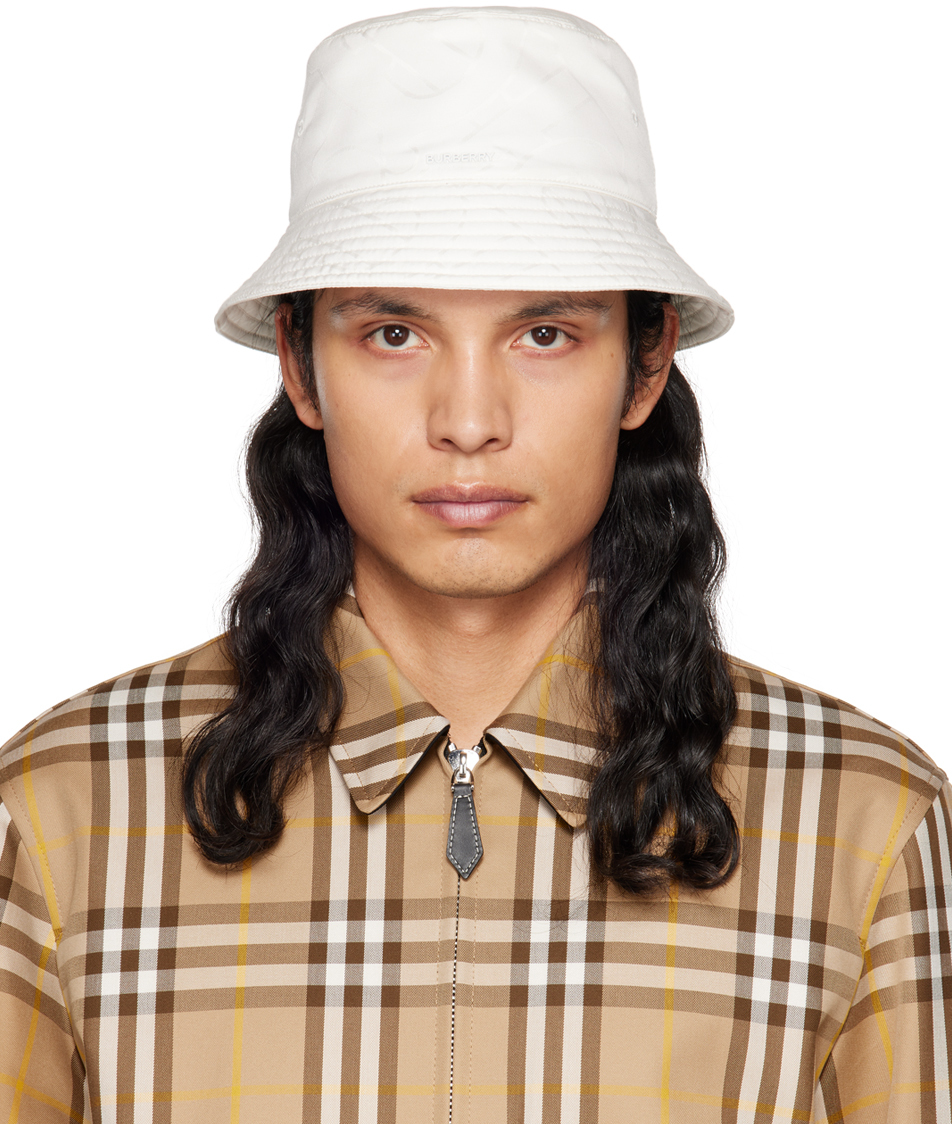 Burberry: White Quilted Bucket Hat | SSENSE