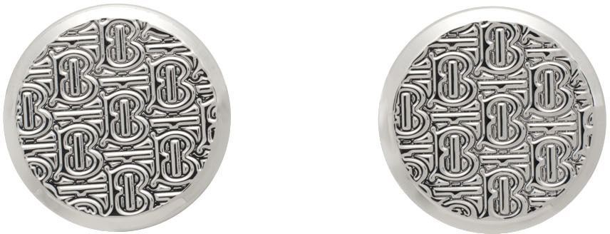 Burberry: Silver Monogram Cufflinks | SSENSE