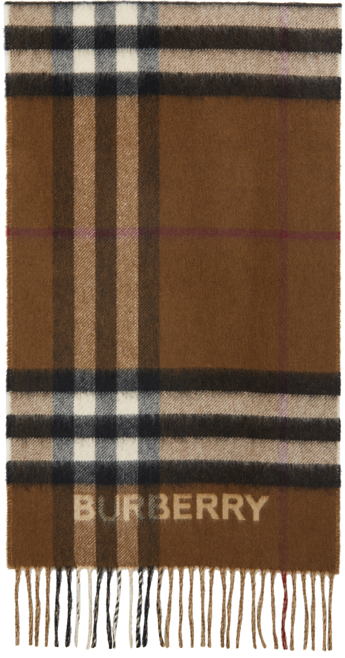 Burberry Brown Contrast Check Scarf