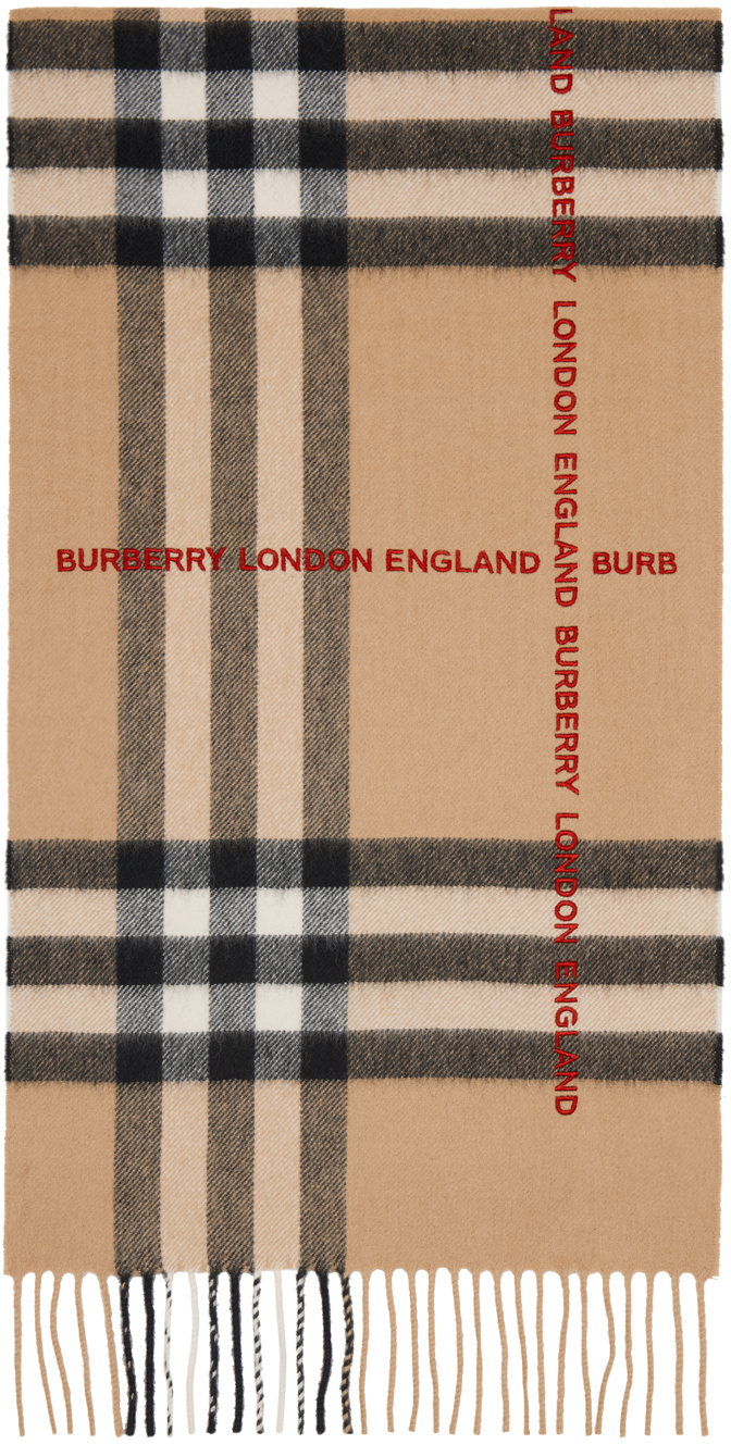 Burberry Beige Logo Check Scarf