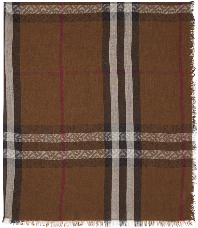 brown monogram scarf