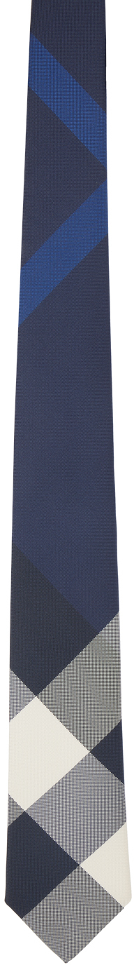 Burberry Navy Exaggerated Check Tie