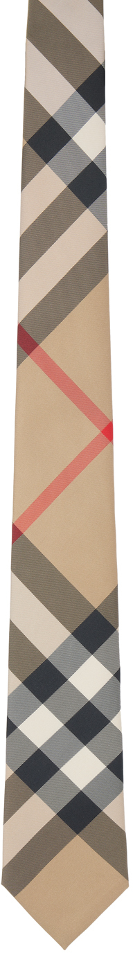 Beige Silk Vintage Check Modern Cut Tie SSENSE Men Accessories Ties Neckties 