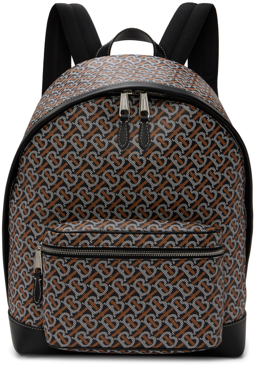 Burberry: Black & Orange Monogram Backpack | SSENSE