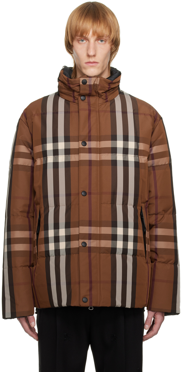 BURBERRY BROWN CHECK REVERSIBLE DOWN JACKET