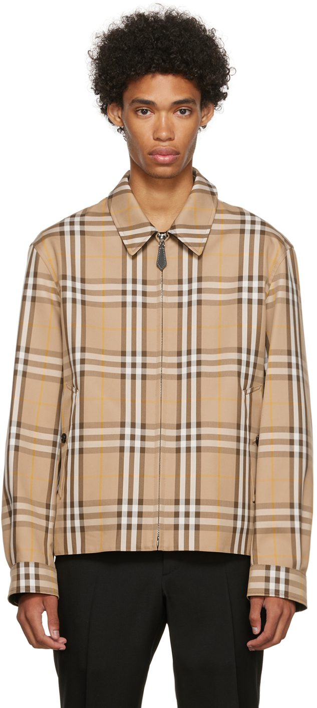 Burberry: Beige Reversible Harrington Jacket | SSENSE Canada