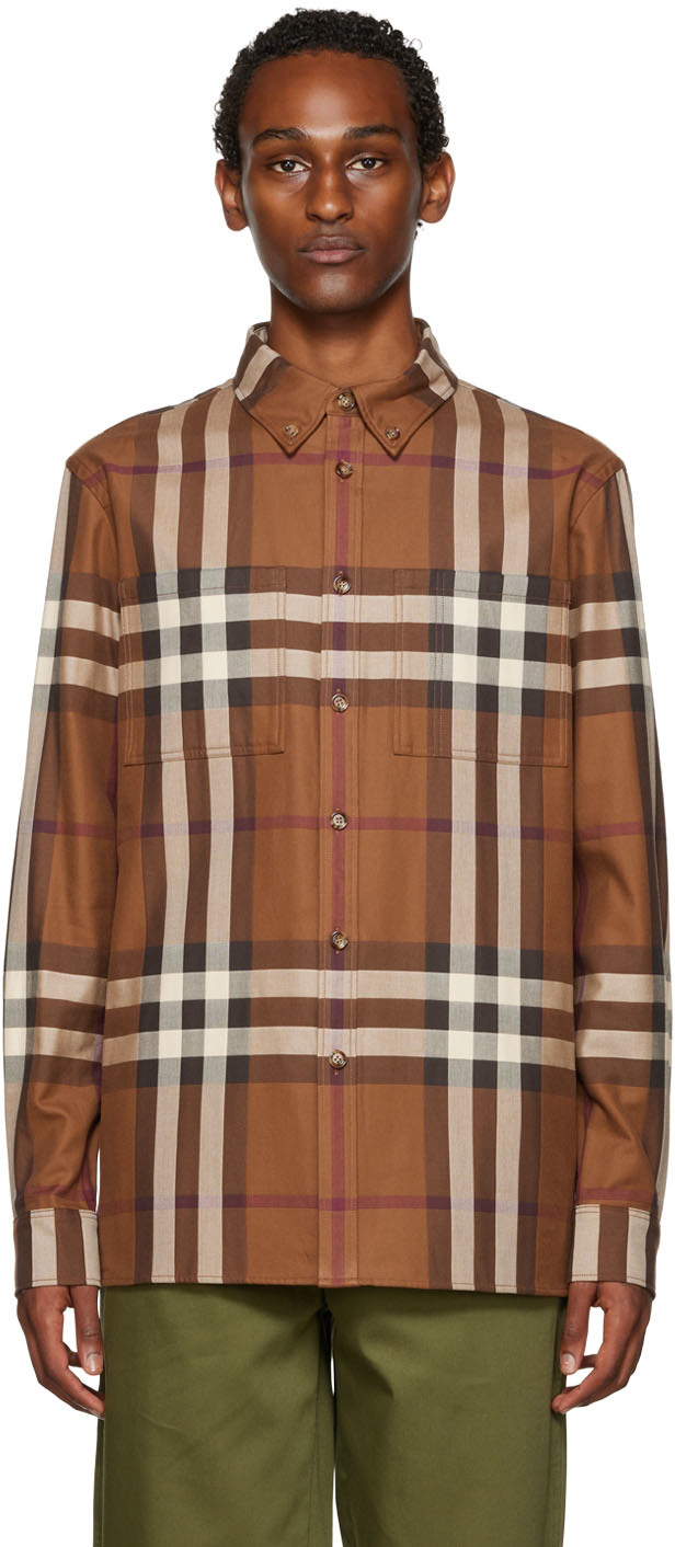 Burberry: Chemise Treharris brune | SSENSE France