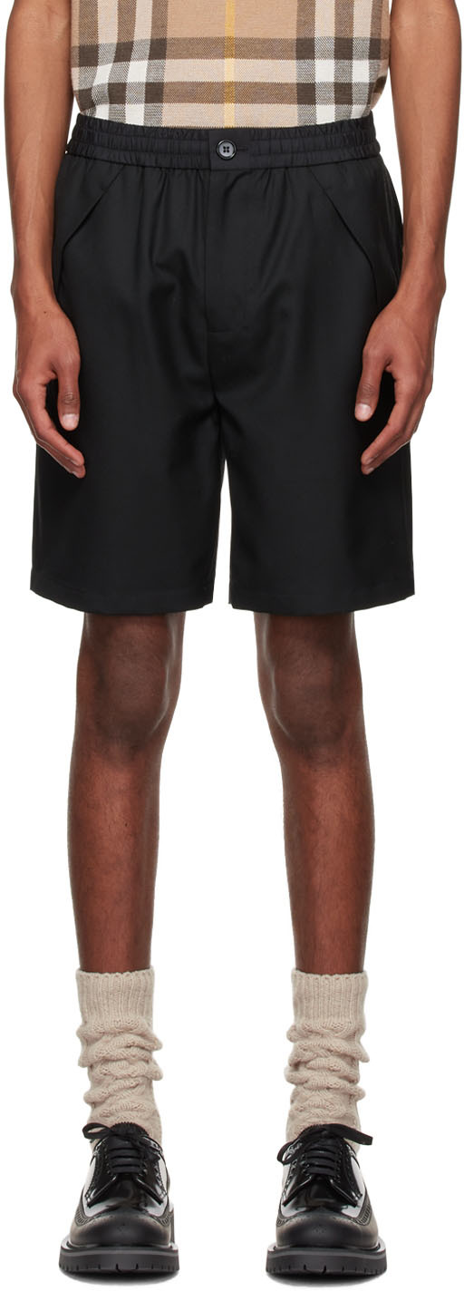 Black Wool Shorts