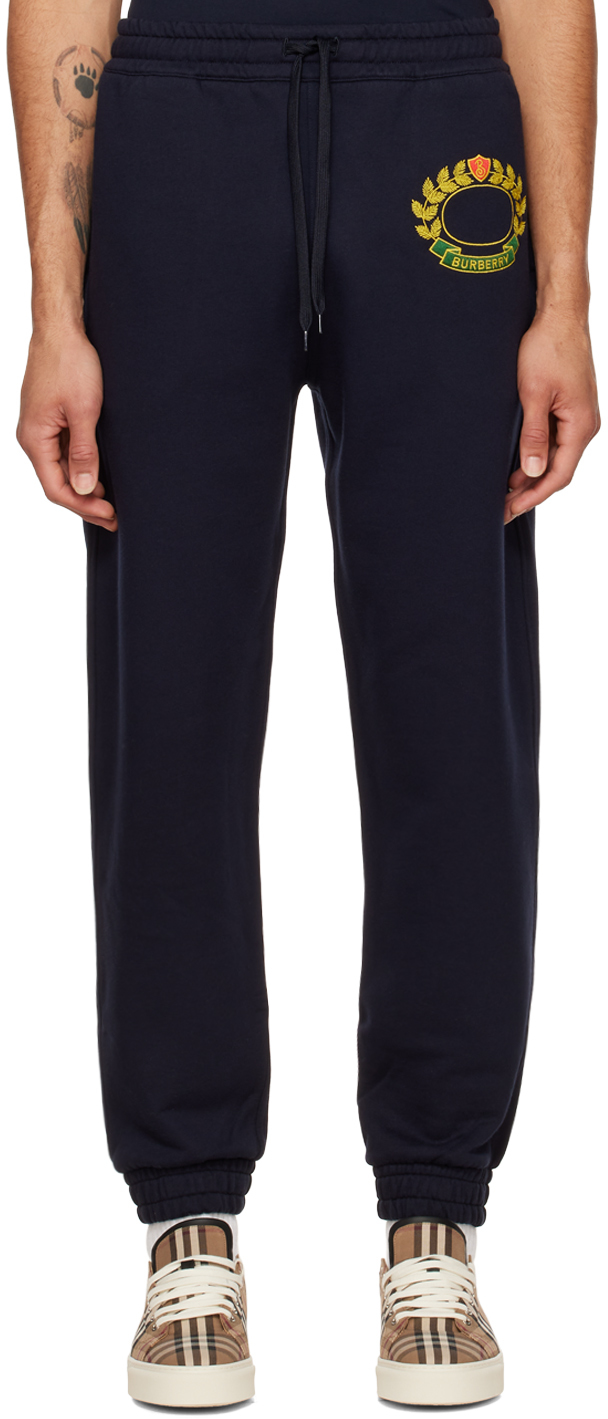 Burberry Navy Oak Leaf Crest Lounge Pants In Dark Charcoal Blue