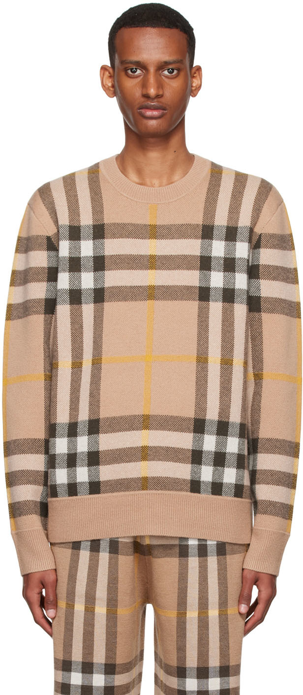 Burberry: Beige Cashmere Nixon Sweater | SSENSE Canada