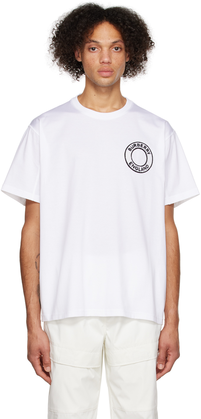 Burberry: White Graphic T-Shirt | SSENSE UK