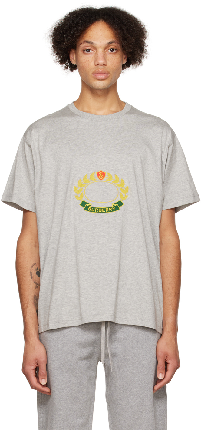 Shop Burberry Gray Oak Leaf Crest T-shirt In Pale Grey Melange