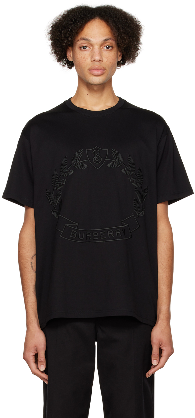 Shop Burberry Black Oak Leaf Crest T-shirt
