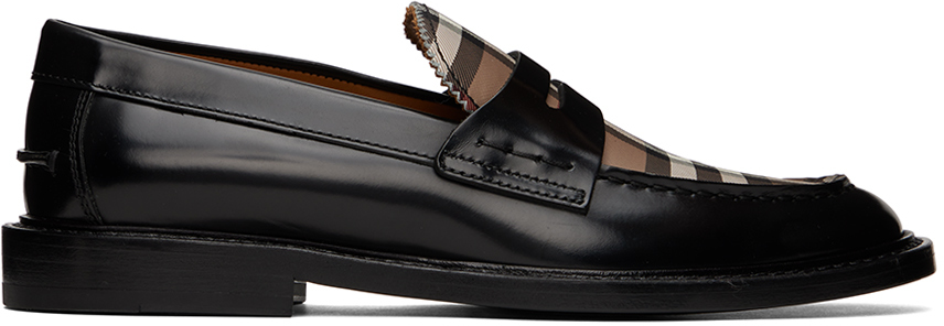 Burberry Vintage Check-print Leather Loafers In Black