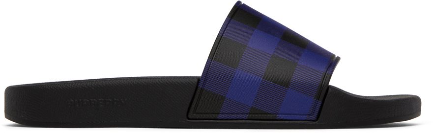 Burberry Black & Blue Check Slides