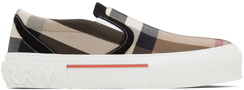 Burberry Beige Exaggerated Check Sneakers