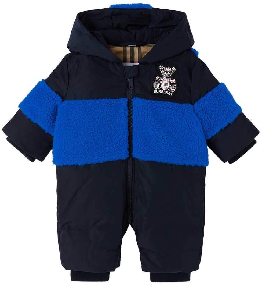 Burberry Baby Navy Down Thomas Bear Appliqué Snowsuit