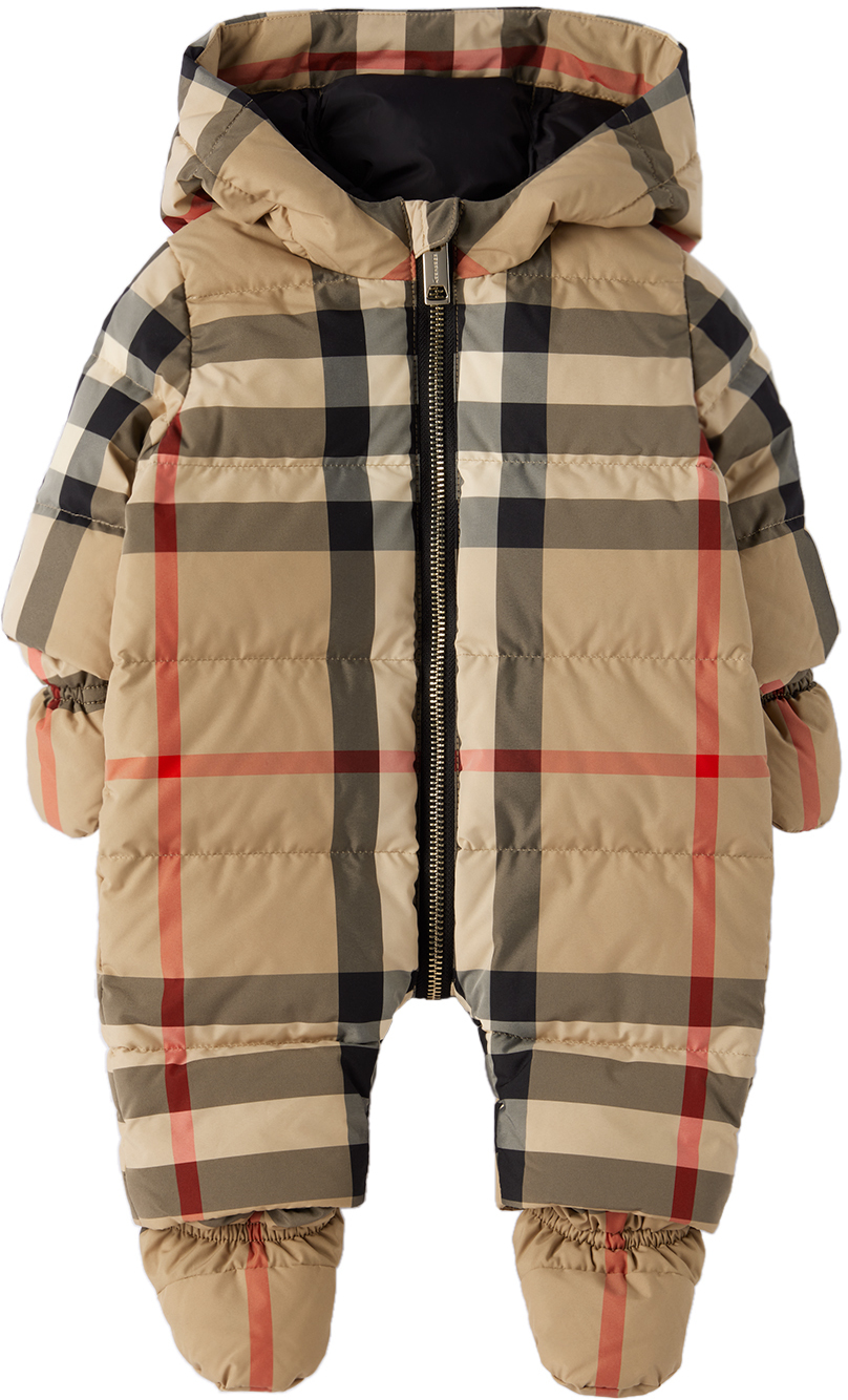 Baby Beige Down Vintage Check Jumpsuit by Burberry | SSENSE