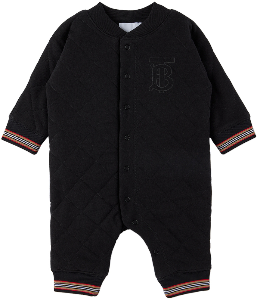 Shop Burberry Baby Black Quilted Jumpsuit