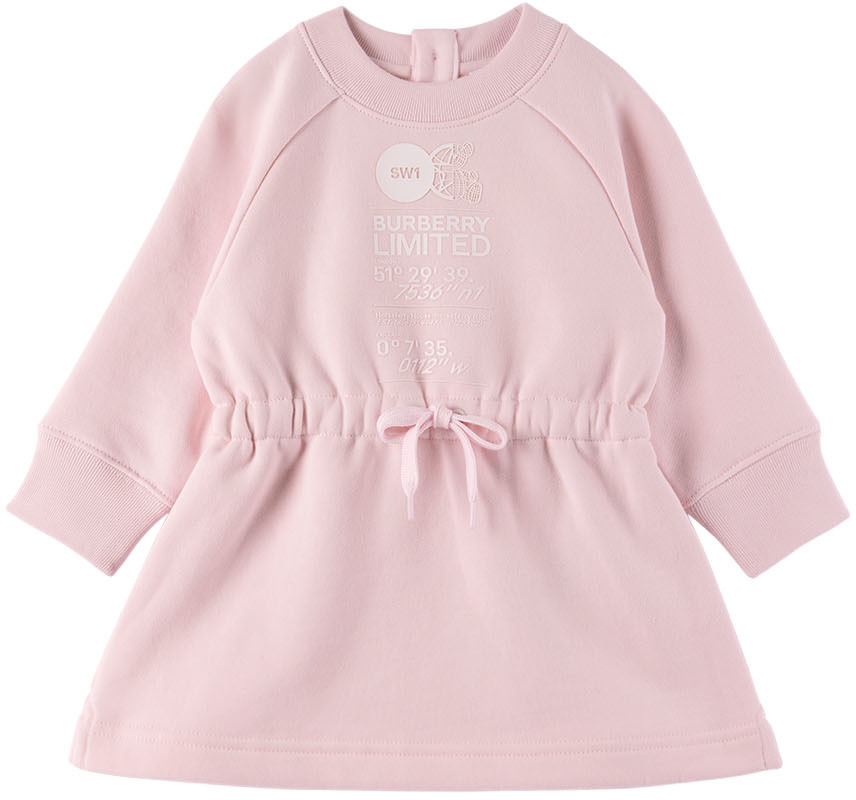 Shop Burberry Baby Pink Montage Print Dress In Alabaster Pink