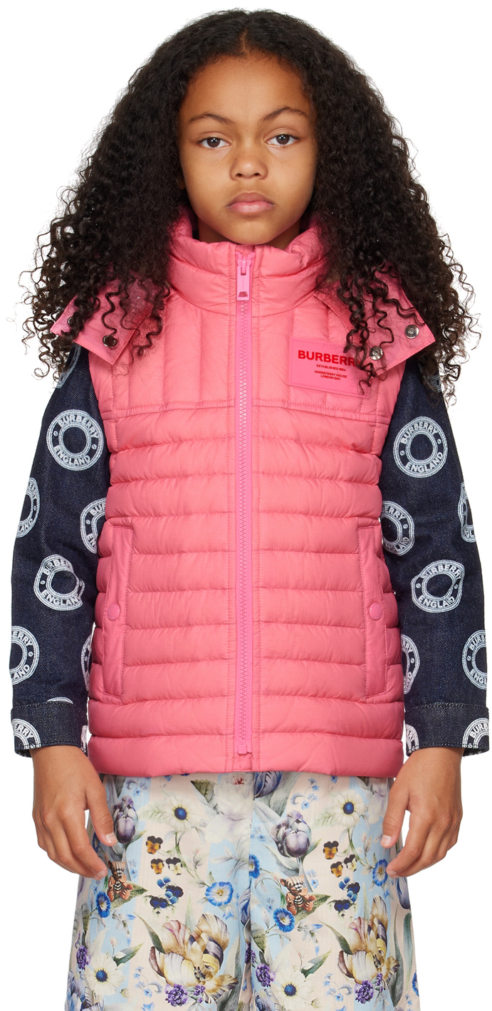 Burberry Kids Pink Horseferry Down Vest