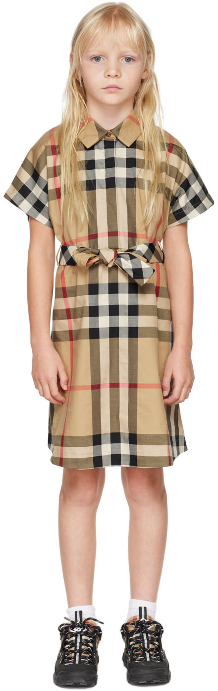 Kids Beige Check Dress by Burberry on Sale