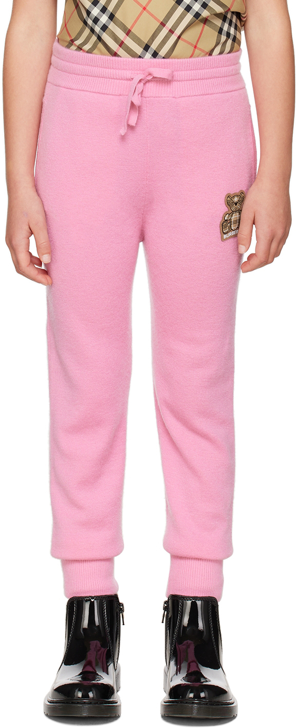 Burberry Kids Pink Thomas Bear Lounge Pants In Bubblegum Pink