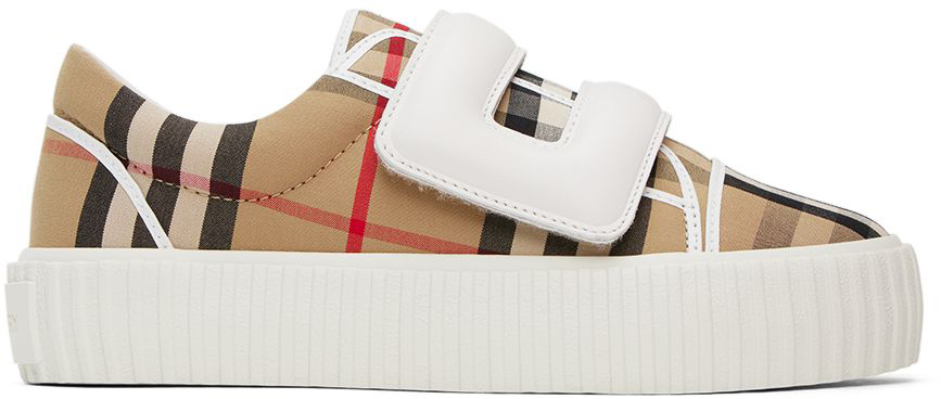 Burberry Kids Beige Mark Sneakers In Archive Beige Ip Chk