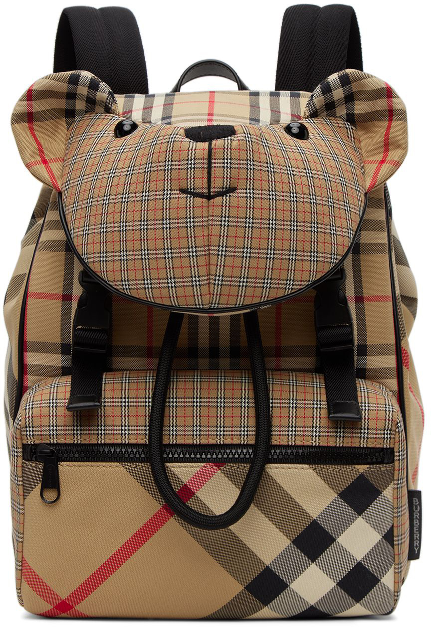 Burberry Kids Beige Check Thomas Backpack