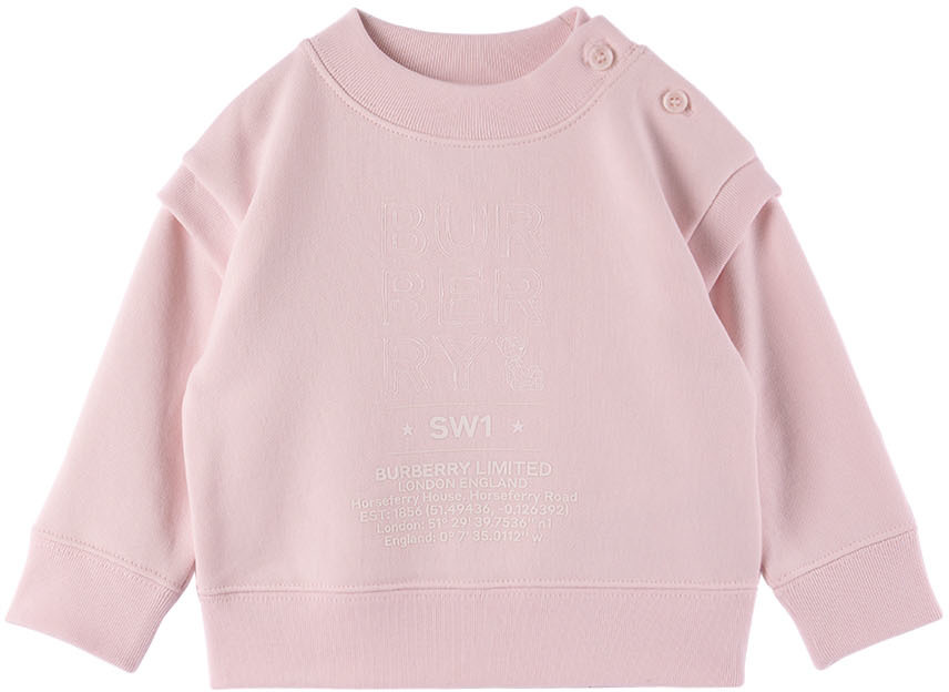 Shop Burberry Baby Pink Logo Sketch Print Sweatshirt In Alabaster Pink
