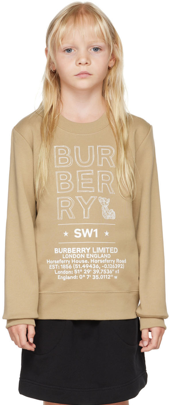 Shop Burberry Kids Beige Montage Sweatshirt In Archive Beige