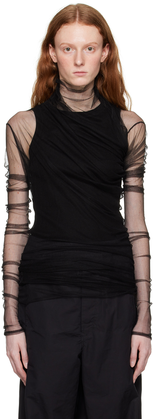 Ann Demeulemeester Tatiana Standard Long Twist Top Silk Tulle In Multi-colored
