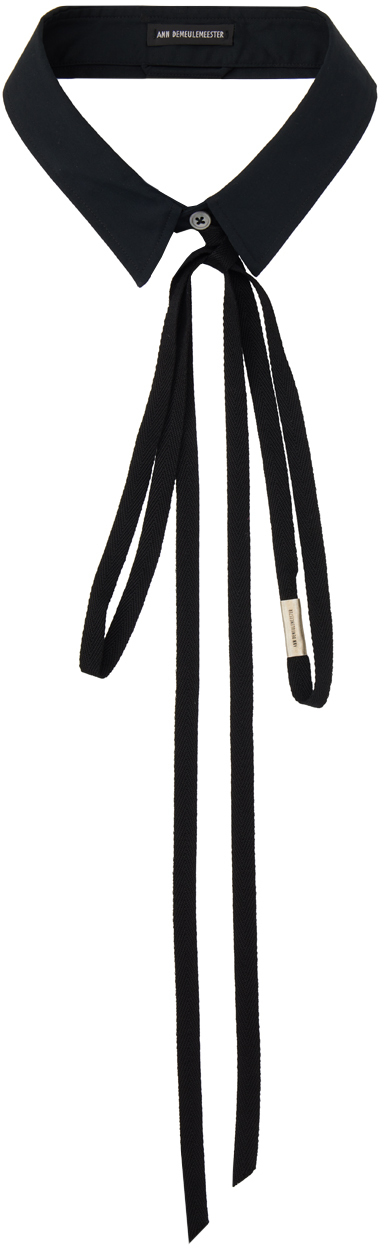 Ann Demeulemeester Ruud Embroidered Poplin Shirt Collar In Black