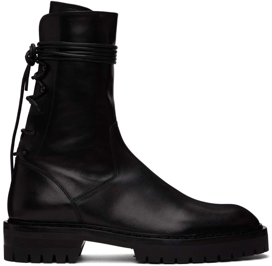 Ann Demeulemeester: Black Louise Lace-Up Boots | SSENSE Canada