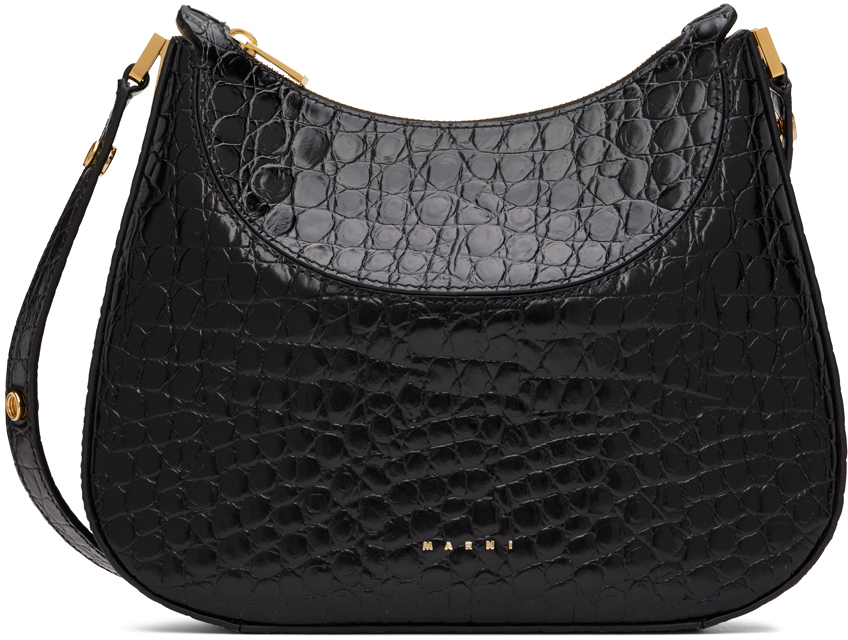 Marni Black Croc Shoulder Bag