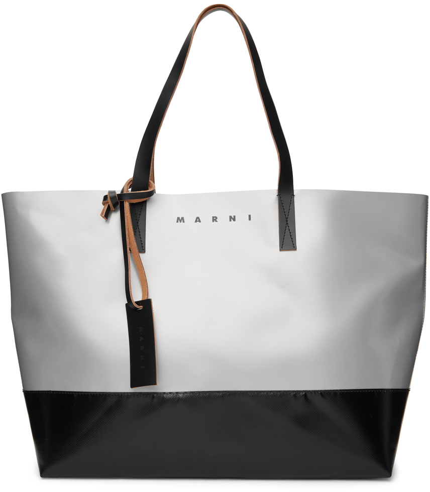 Gray  Black Tribeca Shopping Tote by Marni on Sale