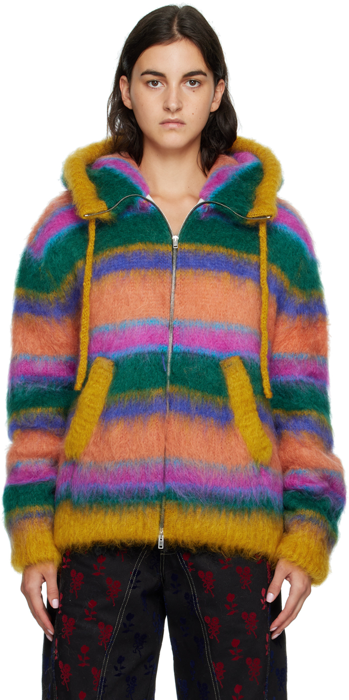 Marni Multicolor Stripe Zip-up Hoodie In Rgx99 Multicolor | ModeSens