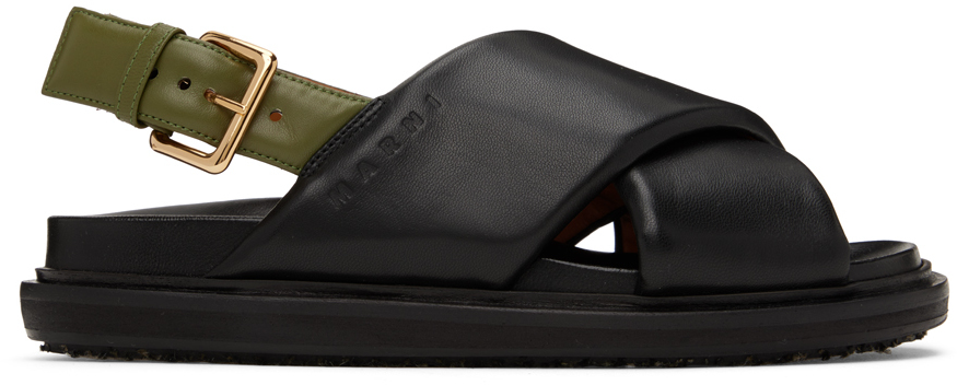 Marni Black & Green Fussbett Sandals