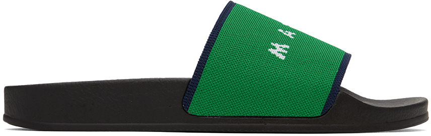 Marni Green Logo Jacquard Slides